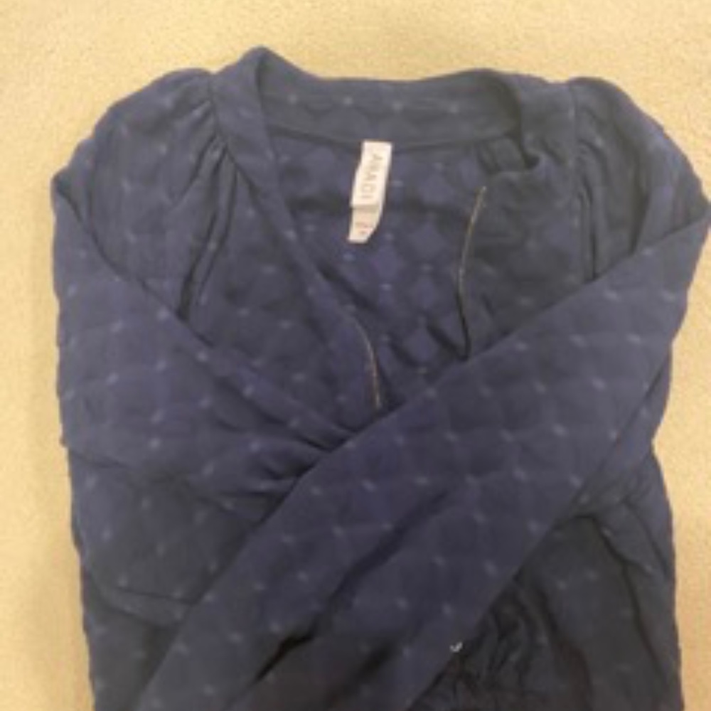 AMADI Medium Blouson Jacket Blue Full Zip Textured Balloon Sleeves
